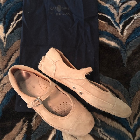 PRADA and CAR SHOE Tan Suede Driving Mocs - Picture 1 of 3